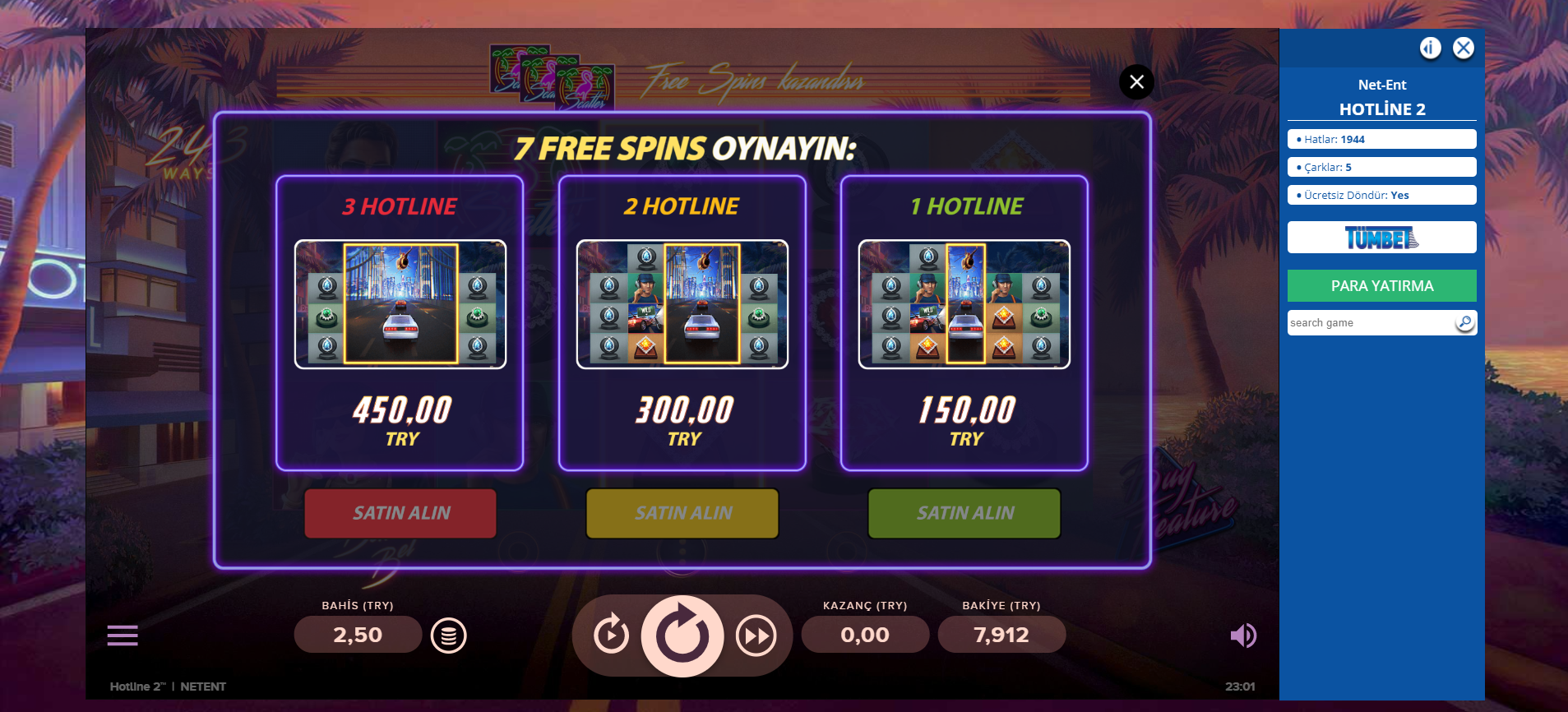 Free Spin Satın alınan Casino Slotları